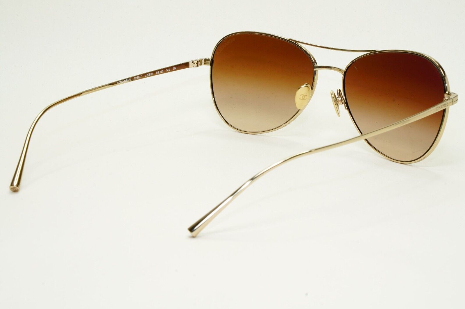 Chanel Sunglasses Titanium Gold Pilot Brown Gradient Metal 4259-T c.395/S5 56mm