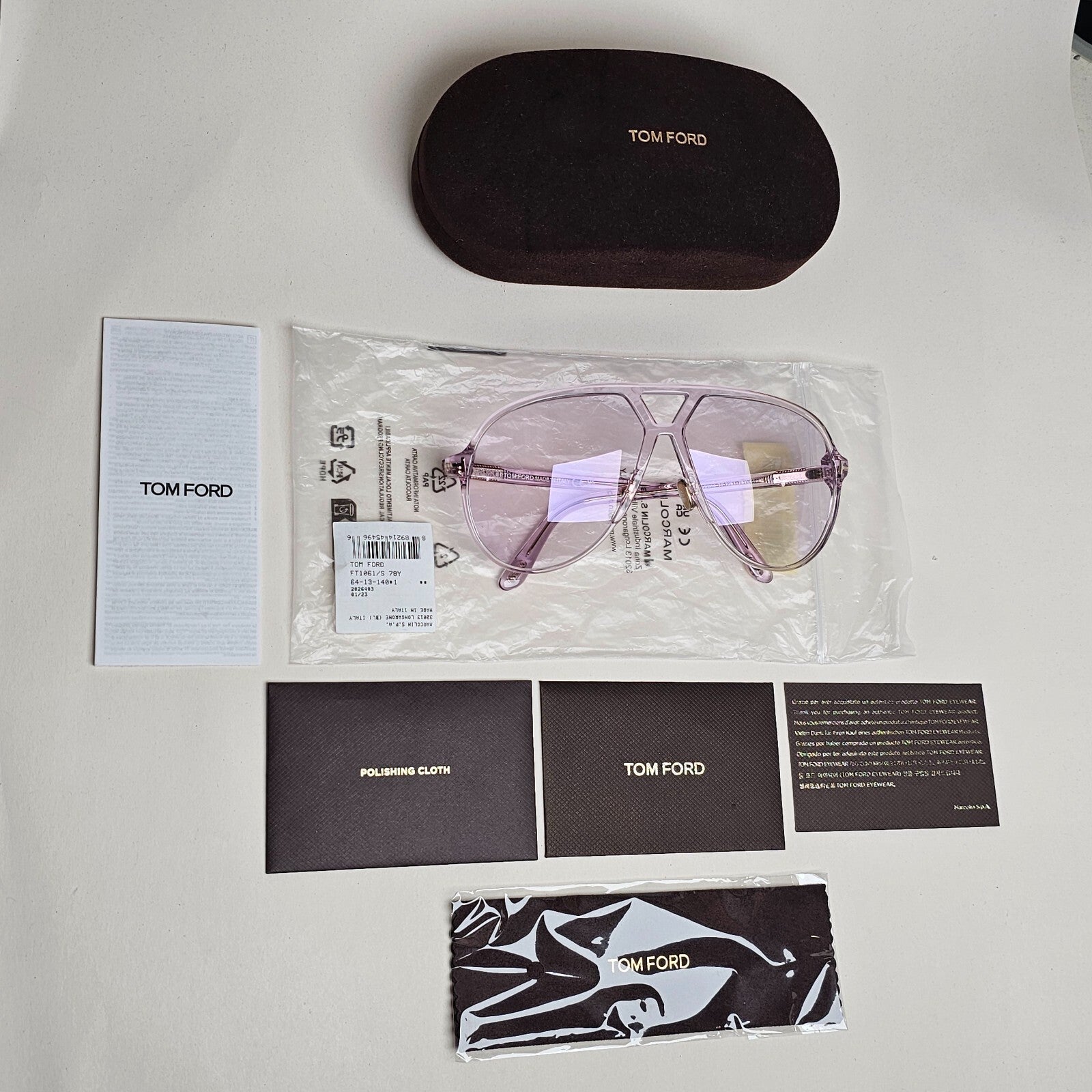 Tom Ford Sunglasses Bertrand Lilac Violet Oversized Pilot FT1061 TF 1061 78Y
