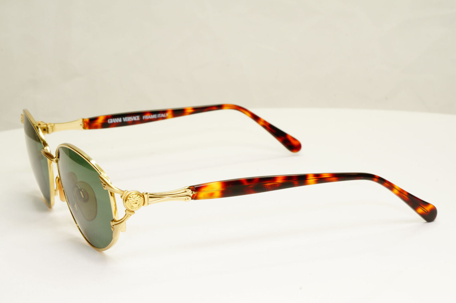 Gianni Versace 1995 Vintage Gold Medusa Green Brown Sunglasses MOD G40 COL 03L A