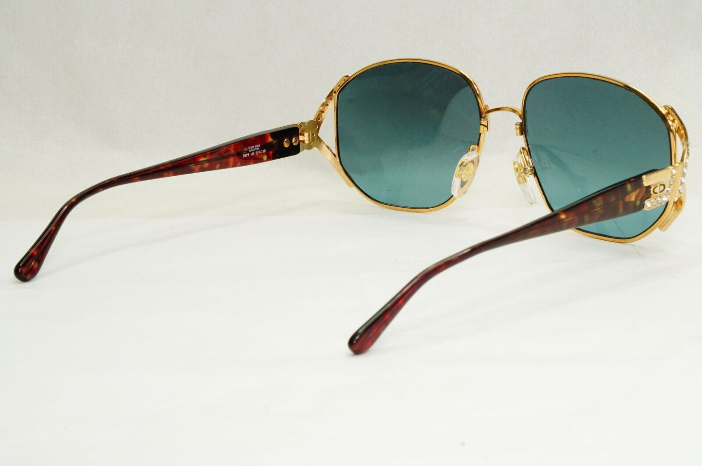 Dior Sunglasses 1990s Austria Gold Diamante Crystal Blue Mirror 2619 44 180324