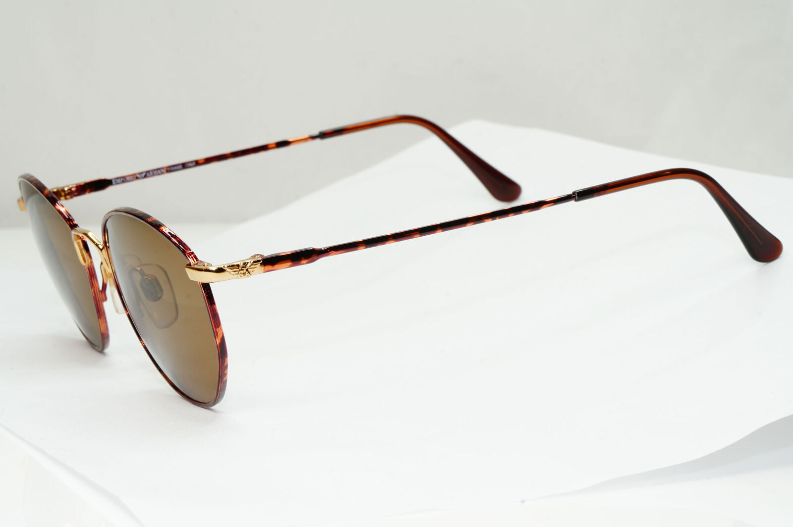 Emporio Armani Sunglasses 1997 Vintage Gold Brown Metal Round 031 721 50mm