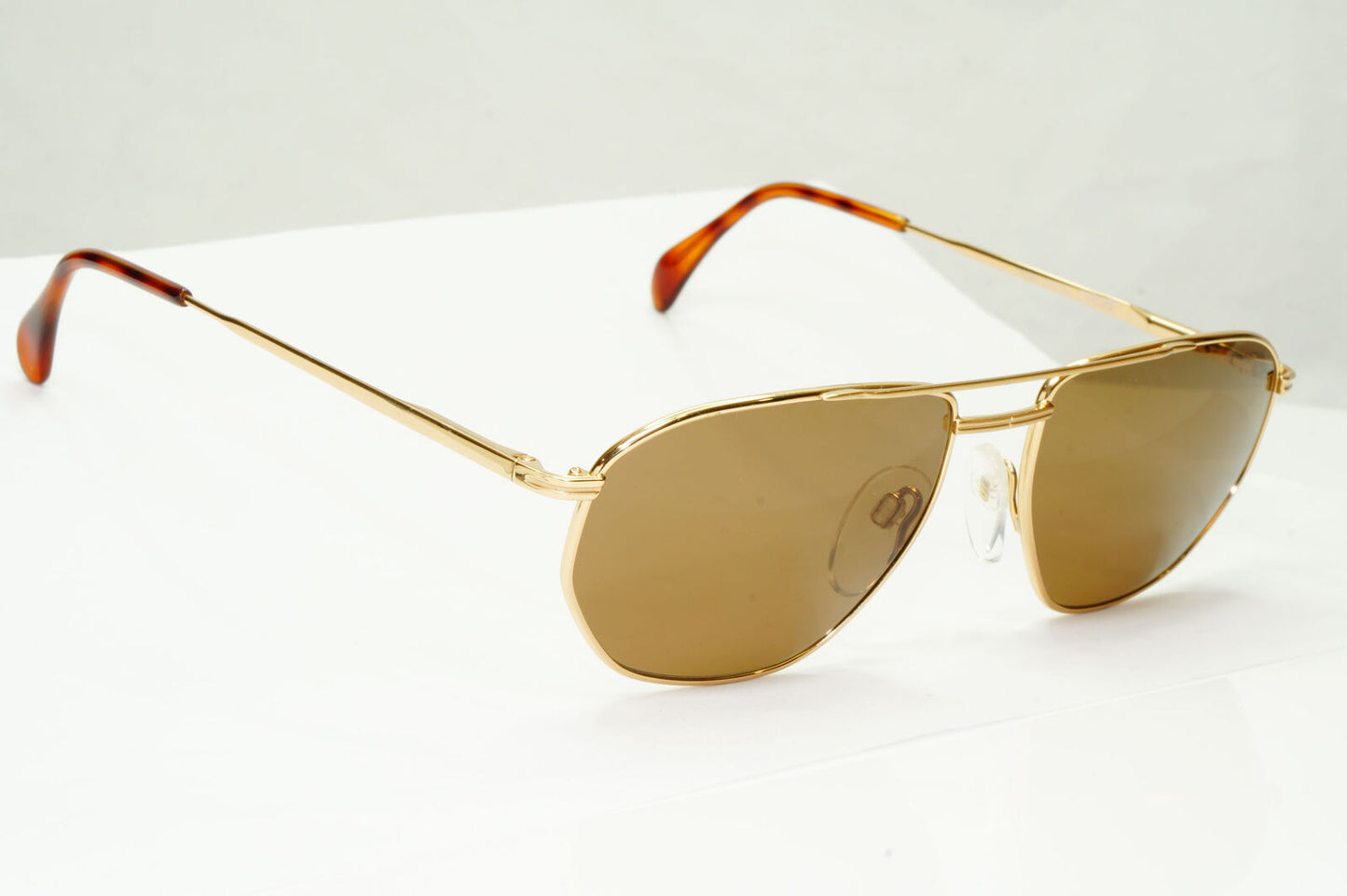 Silhouette 1990s Austria Vintage Sunglasses Gold Pilot Brown M7217 V6050 030123