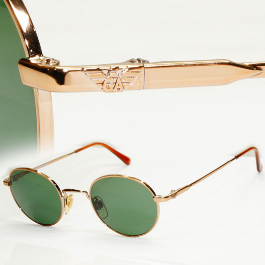 Emporio Armani Sunglasses 1997 Vintage Round Small Gold Green Eagle 008-S 806