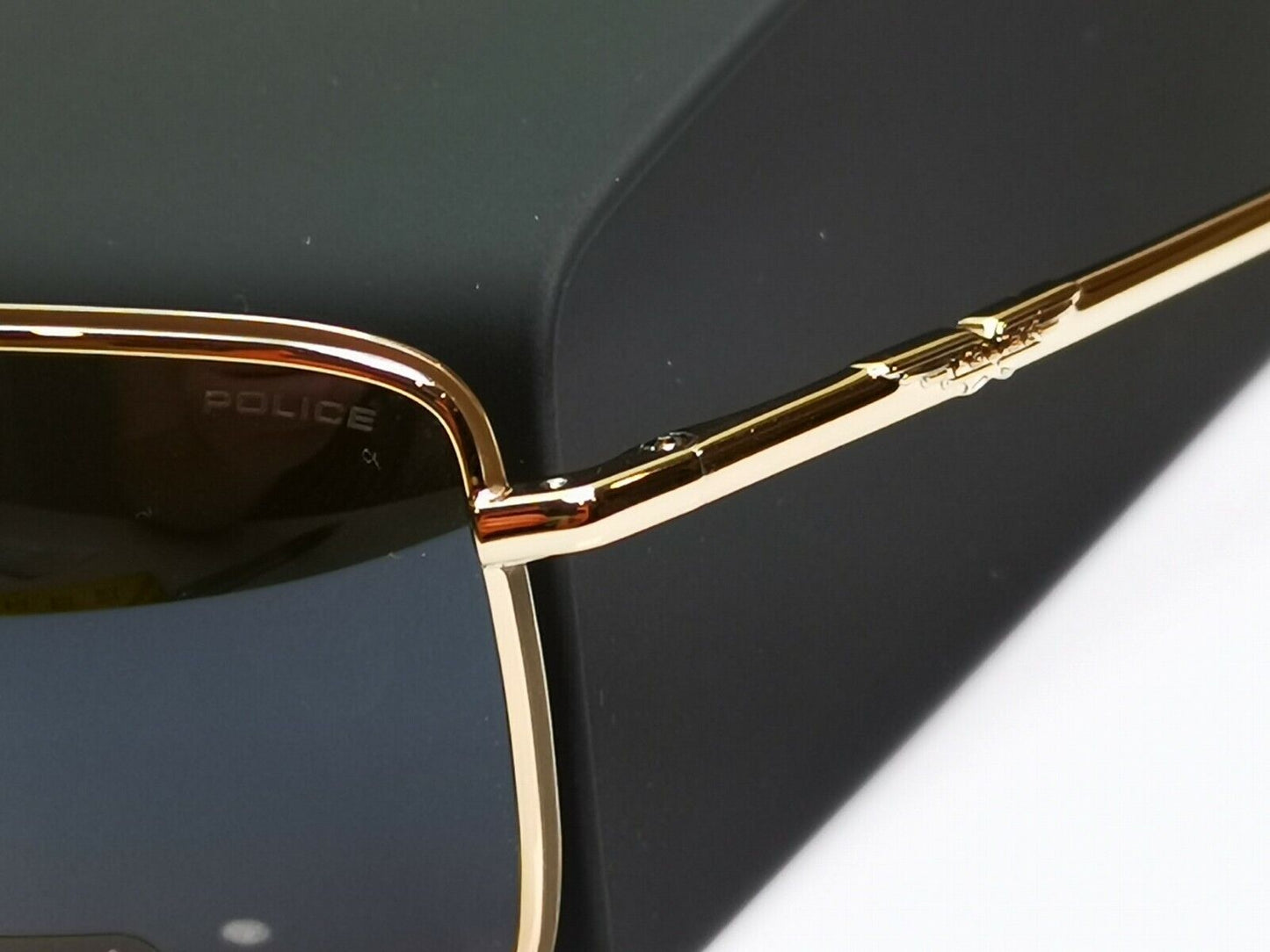 Police Gold Metal Square Pilot Sunglasses Mustard Ochre Lens SPL 965 COL 02A8