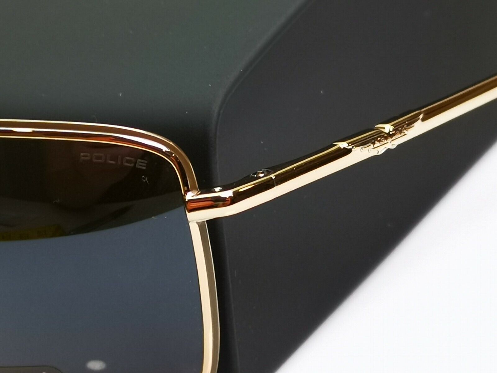 Police Gold Metal Square Pilot Sunglasses Mustard Ochre Lens SPL 965 COL 02A8