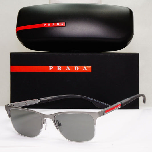 Prada Sunglasses Polarized Grey Silver Mirror Square PS55OV VPS 55O DG1-1O1 52mm