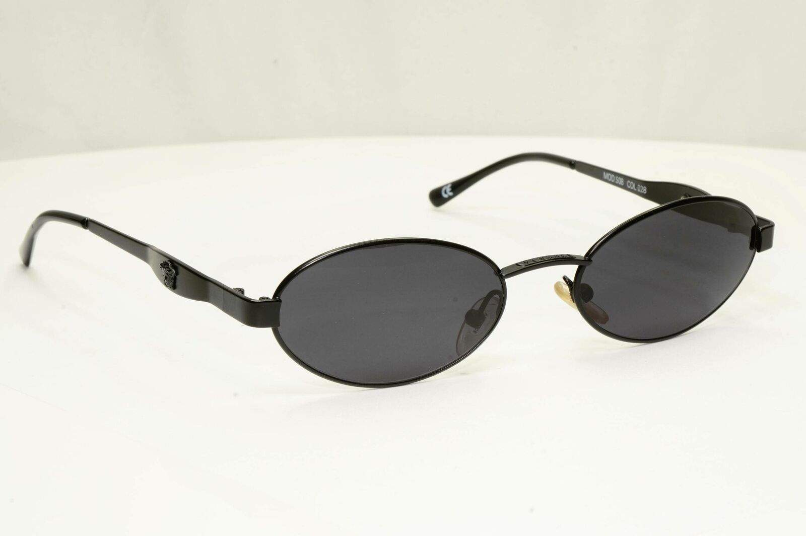 Gianni Versace 1996 Vintage Black Medusa Oval Metal Sunglasses MOD S08 COL 028