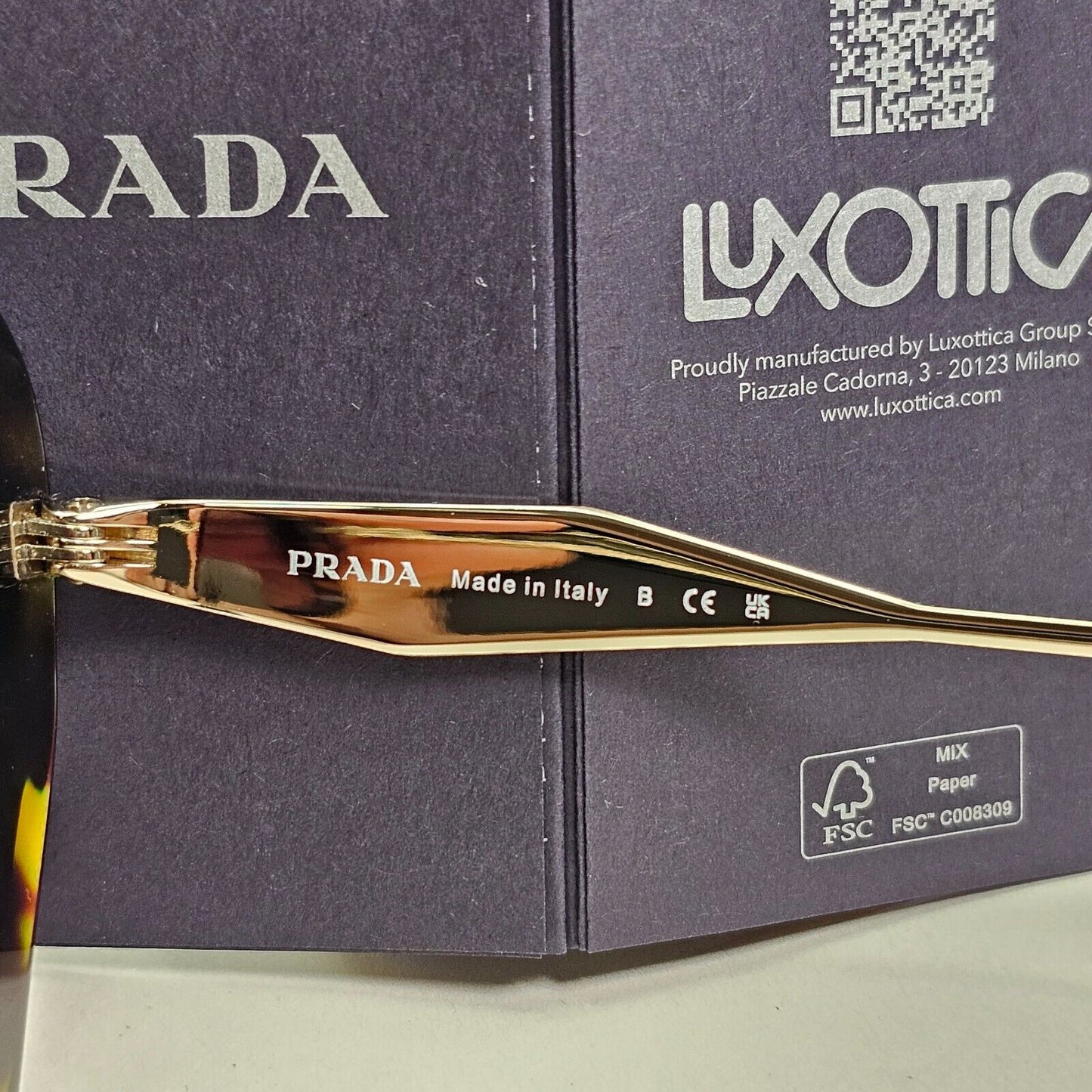 Prada Sunglasses Brown Tortoiseshell Gradient Gold PR03YS SPR 03Y 2AU-6S1 53mm