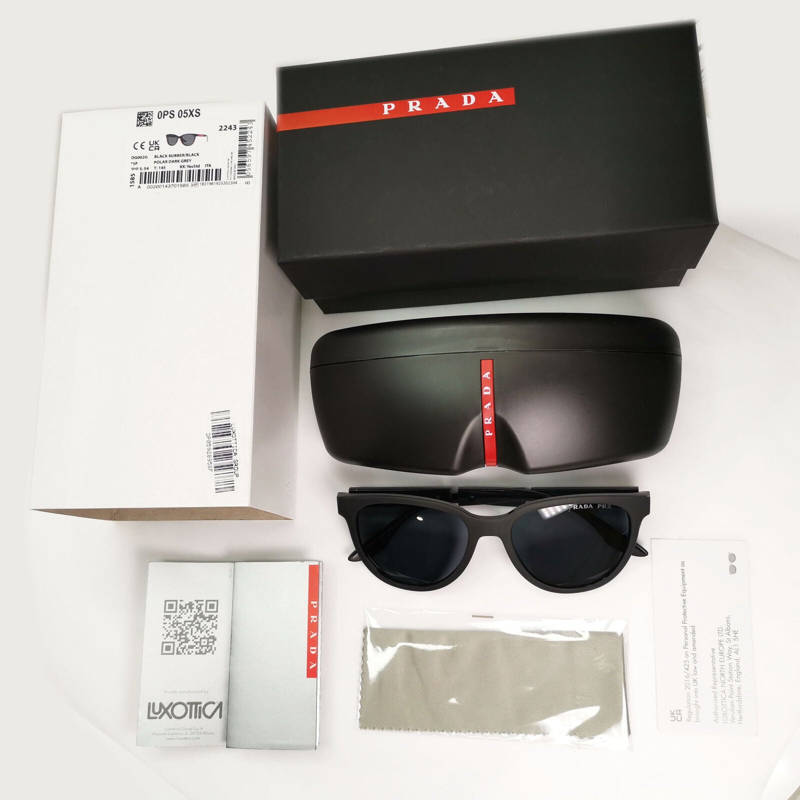 Prada Sunglasses Polarized Black Sunglasses Square PS05XS SPS 05X DG0-02G 54mm