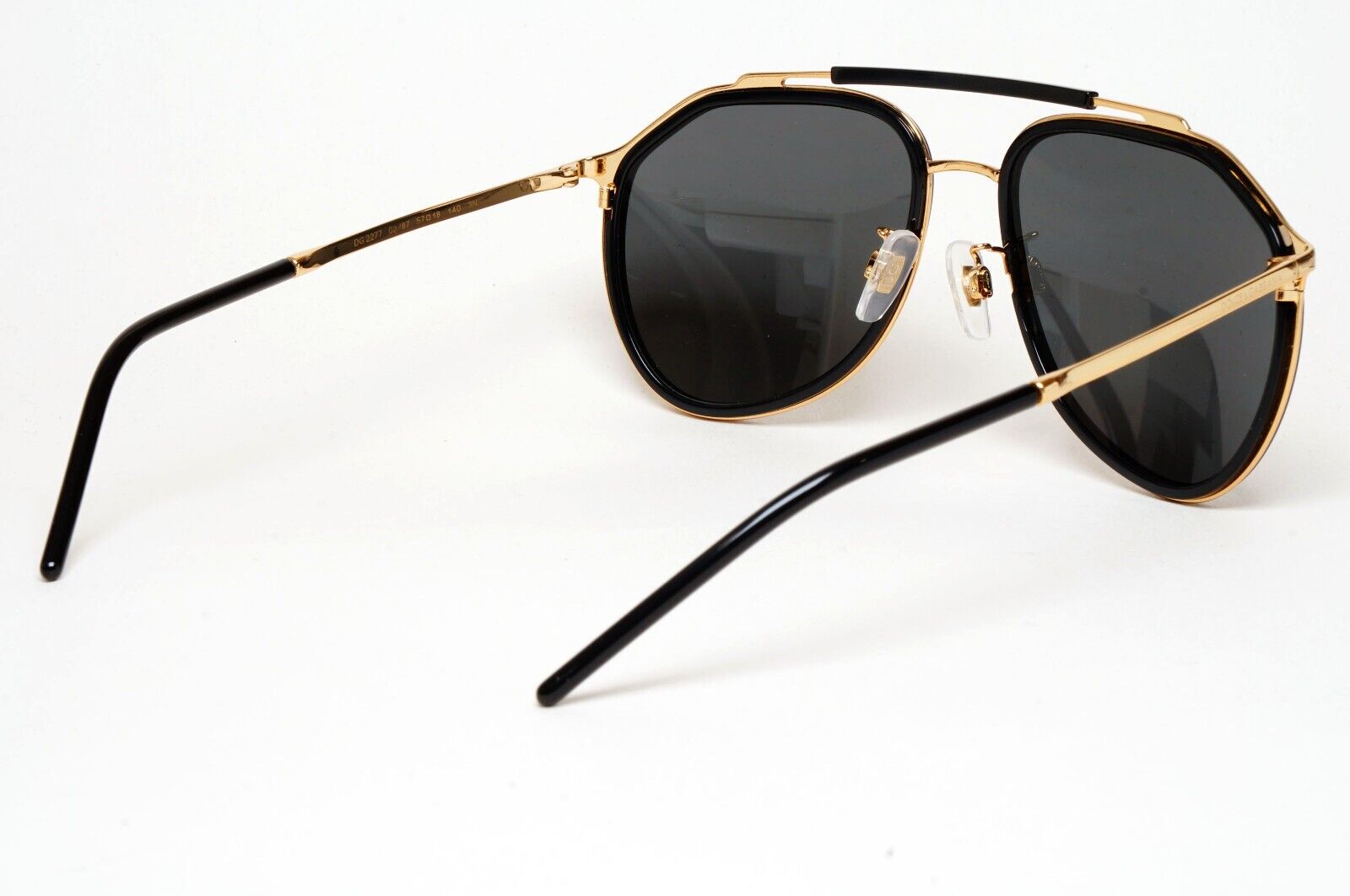Dolce & Gabbana Sunglasses Black Gold Pilot Brow Bar D&G DG 2277 02/87 57mm