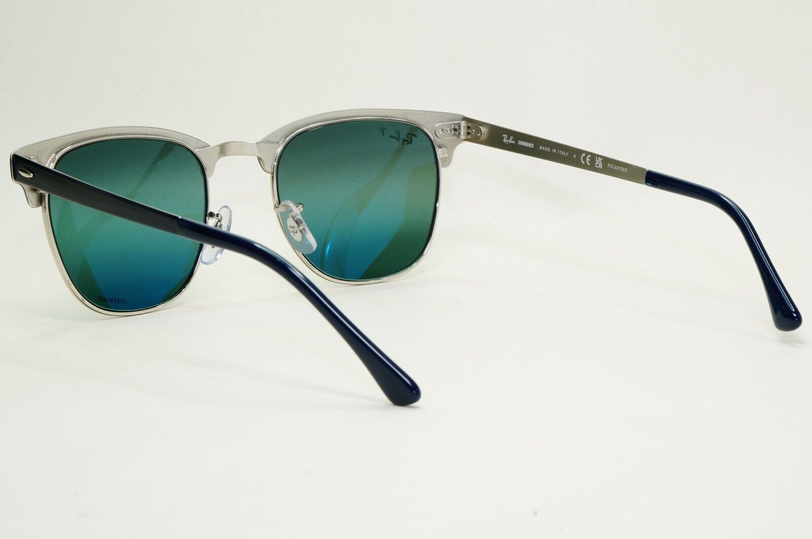Ray-Ban Sunglasses Clubmaster Metal Polarised Chromance Blue RB 3716 9254/G6