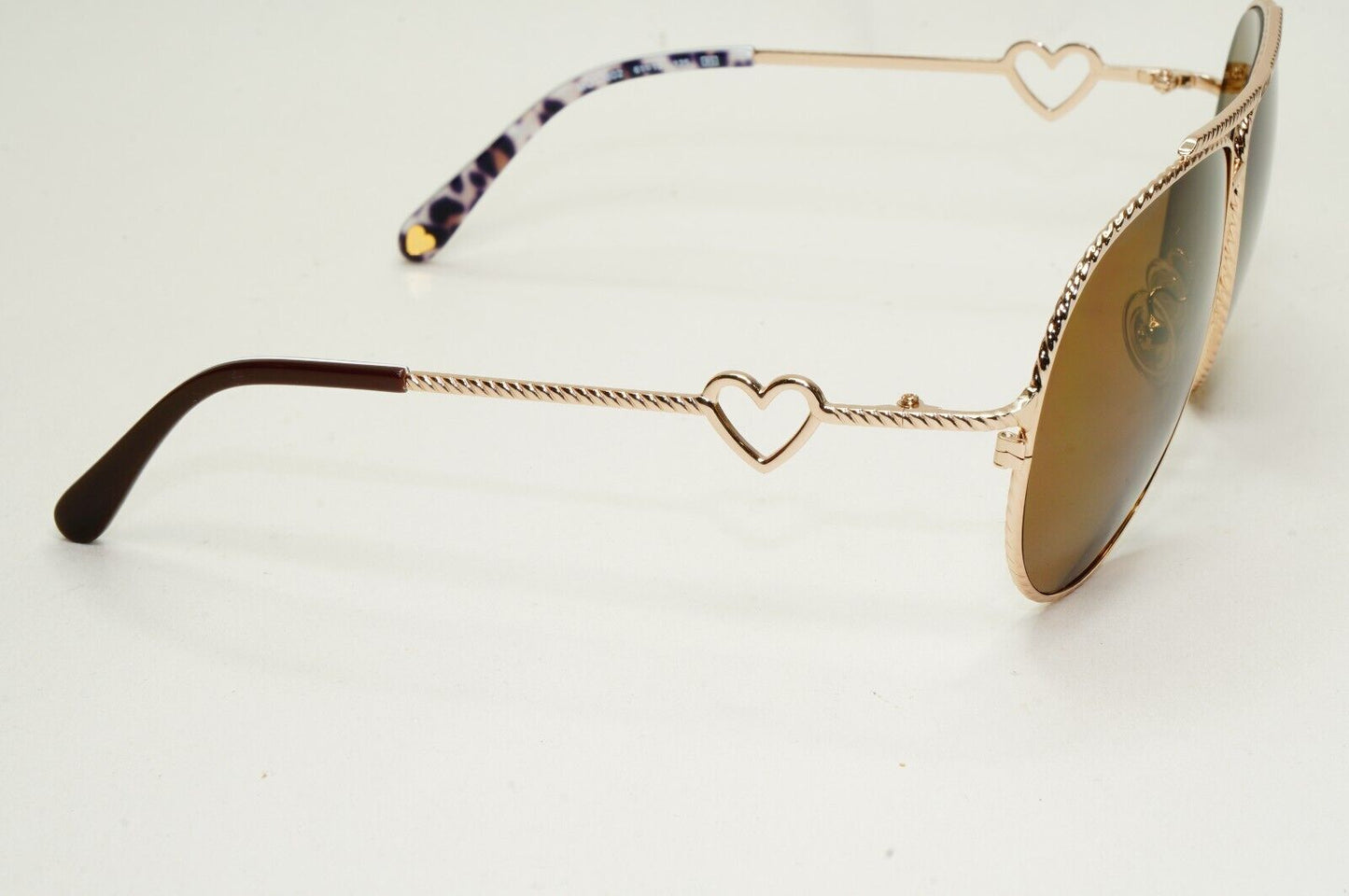 Moschino Sunglasses 2005 Vintage Gold Brown Pilot Heart Unisex MO538 02 101124