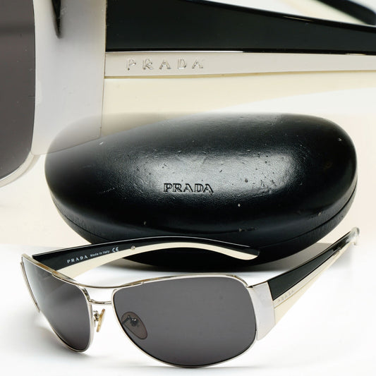 Prada Sunglasses 2006 Vintage Pilot Black Silver PR75GS SPR 75G 6BA-3M1 130225