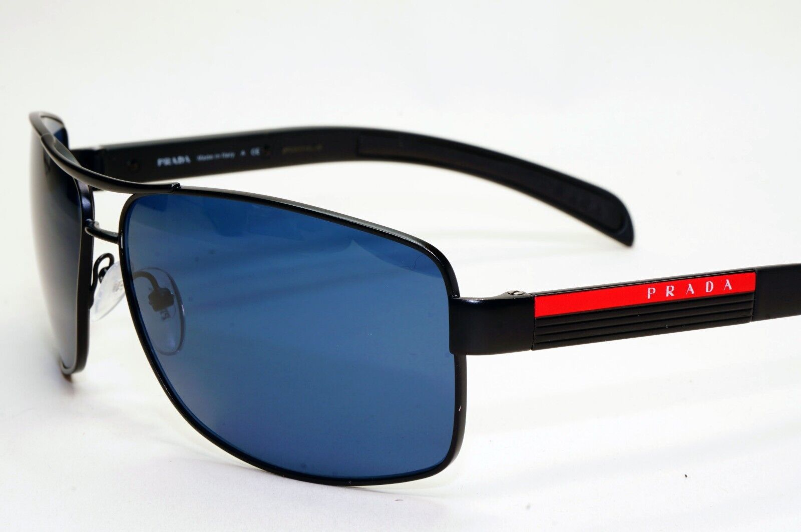 Prada Sunglasses Black Matte Blue Wrap Navigator PS54IS SPS 54I 1BO-1A1 210924