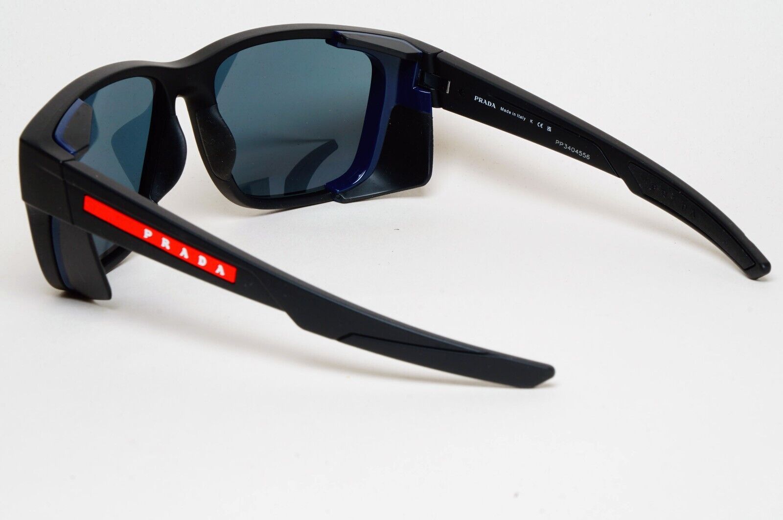 Prada Sunglasses Black Blue Wrap Side Shields PS07WS SPS 07W DG0-09R 100125