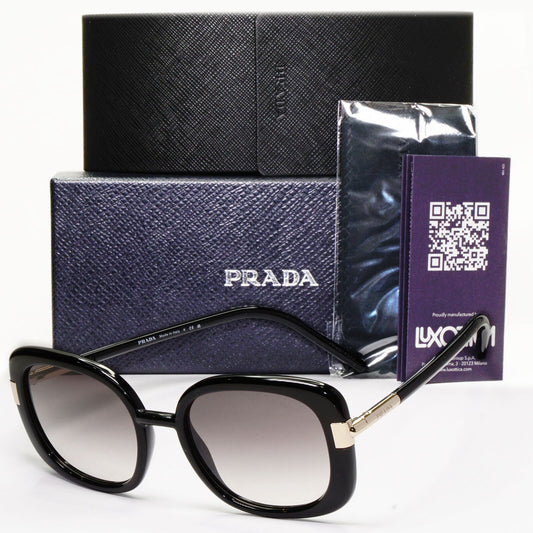 Prada Sunglasses Black Gold Square Grey Gradient 53mm PR04WS SPR 04W 1AB-0A7