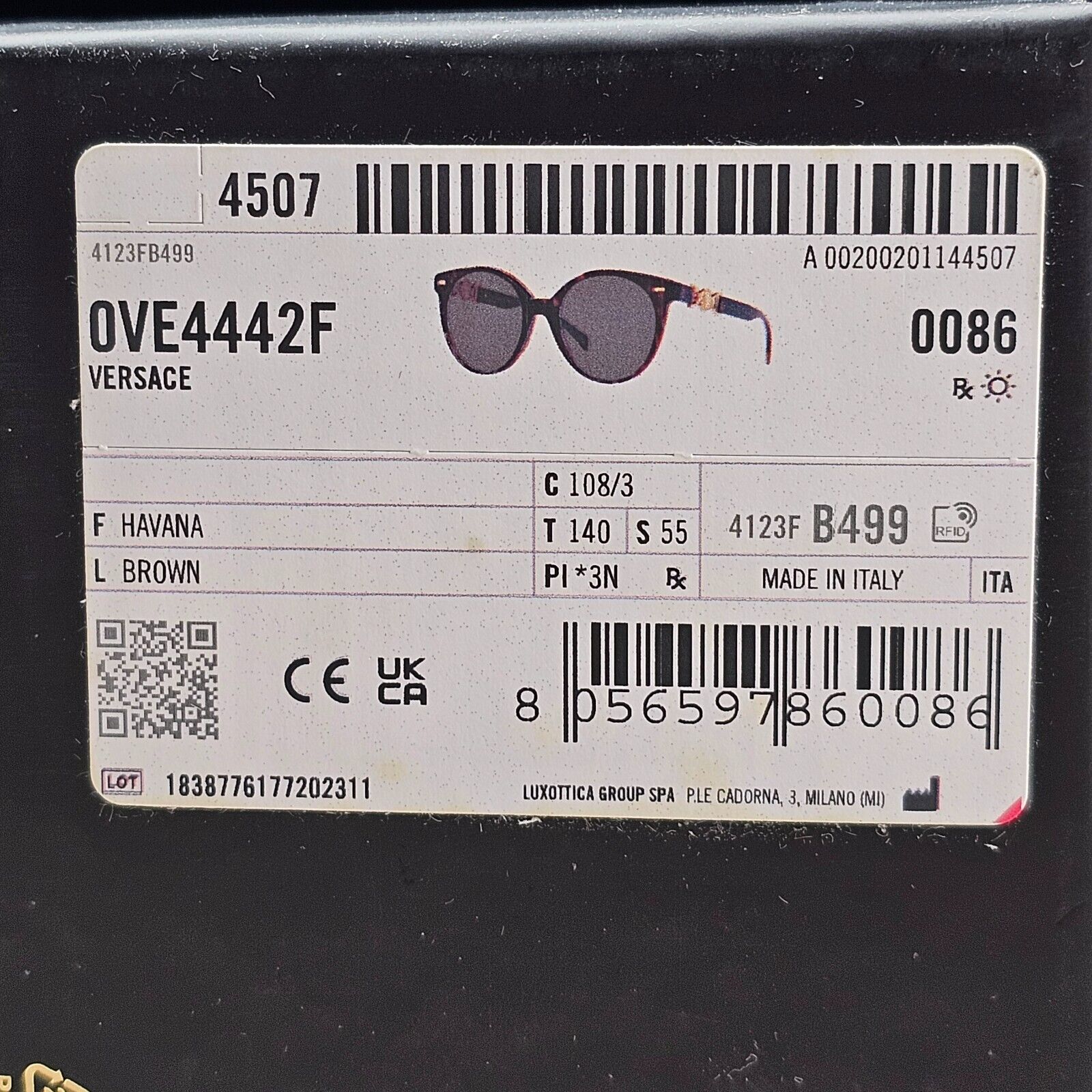Versace Sunglasses Brown Havana Gold Round Lens Oversized MOD VE 4442-F 108/3
