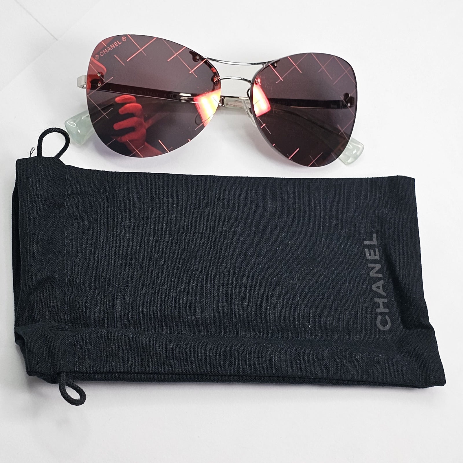 Chanel Sunglasses Mirrored Orange Yellow Silver Rimless 4218 c.124/6Q