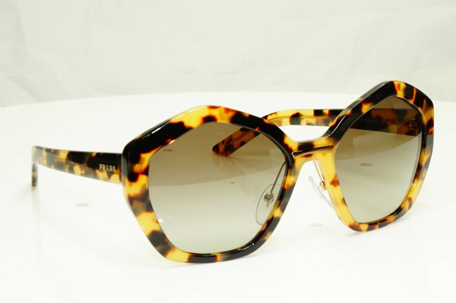 Authentic Prada Womens Sunglasses Brown Angular Hexagon SPR 08X 7S05O2 Oversized