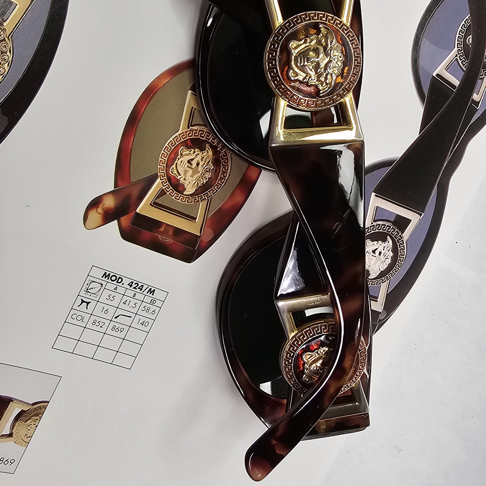 Gianni Versace Sunglasses 1996 Vintage Brown Gold MOD 424/M CO 869 Biggie 130224