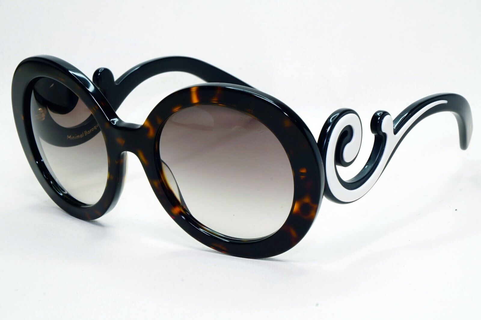 Prada Sunglasses Baroque Swirl Brown White Round PR08TS SPR 08T 2AU-0A7 301024