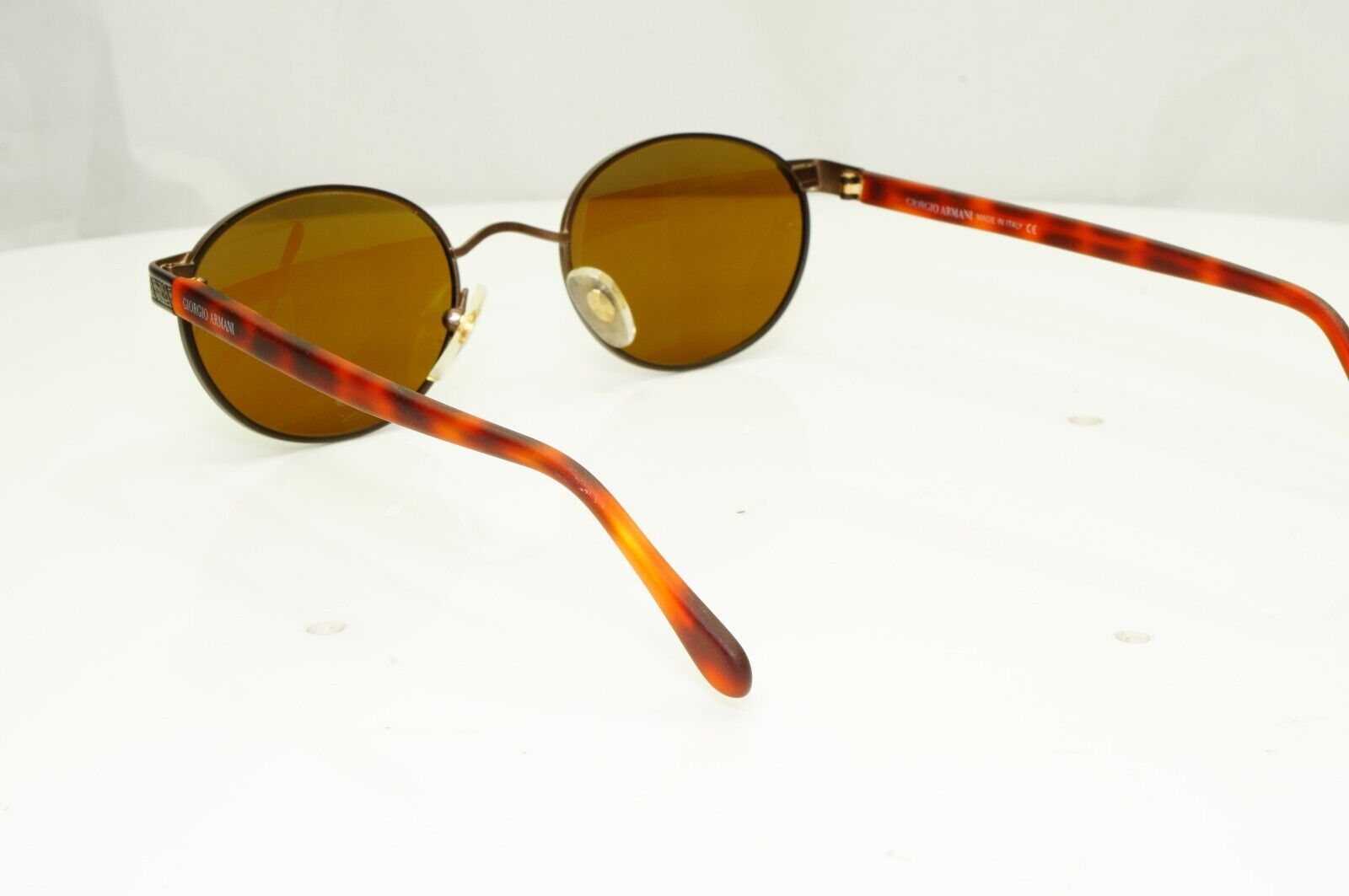 Giorgio Armani 1997 Vintage Sunglasses Oval Metal Brown Tortoise 633 883 49mm