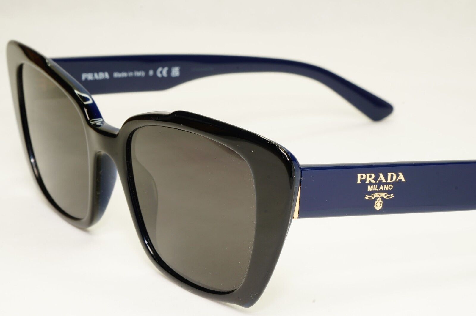 Prada Sunglasses Black Dark Blue Square Glossy PR01YV VPR 01Y 08V-1O1 51mm