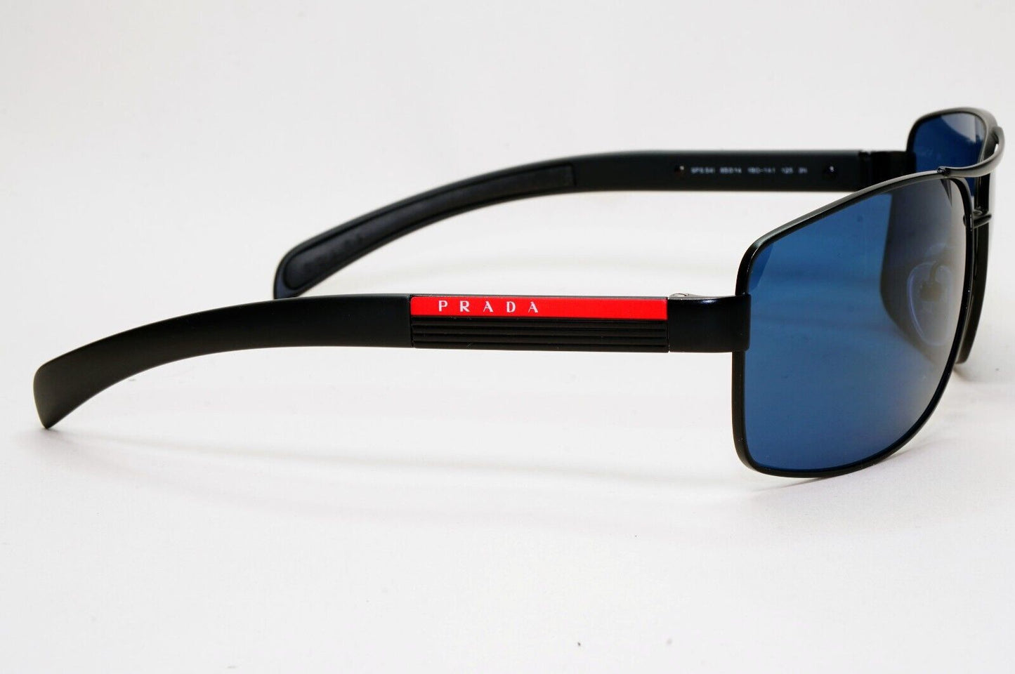 Prada Sunglasses Black Matte Blue Wrap Navigator PS54IS SPS 54I 1BO-1A1 210924