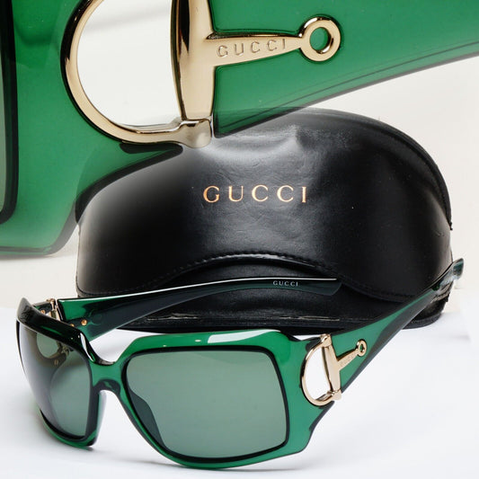 Gucci Sunglasses 2005 Vintage Horsebit Green Gold Square GG 2562/S PT1 070125