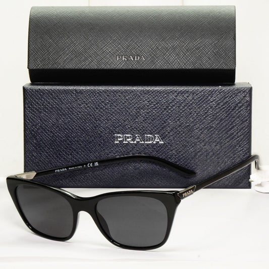 Prada Sunglasses Black Square Glossy Fashion PR05YV VPR 05Y 1AB-1O1 53mm