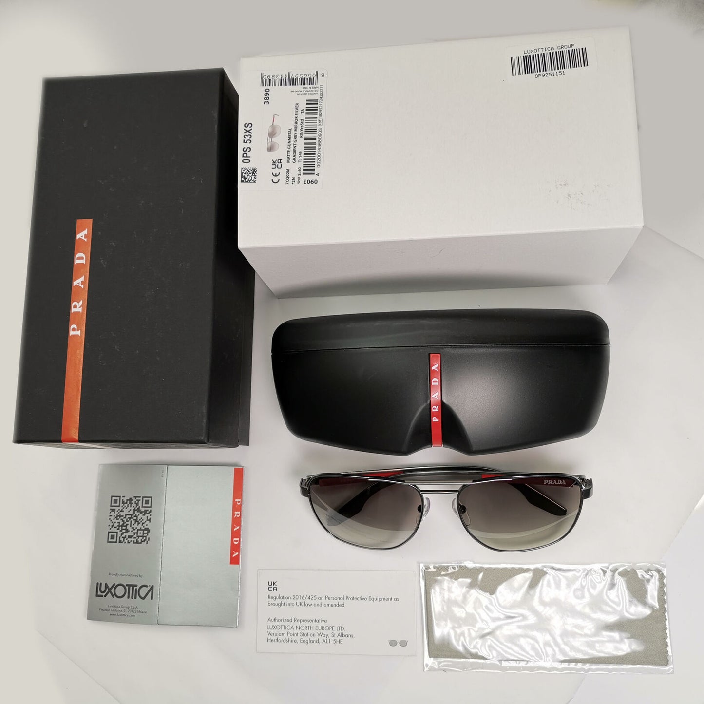 Prada Sunglasses Gunmetal Grey Matte Mirror Silver Pilot PS53XS SPS 53X 7CQ-02M