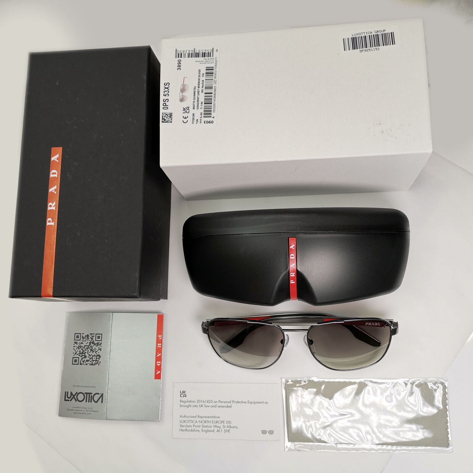 Prada Sunglasses Gunmetal Grey Matte Mirror Silver Pilot PS53XS SPS 53X 7CQ-02M