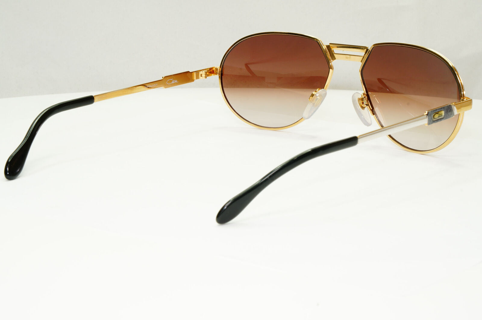 Cazal 1990s Gold Sunglasses Vintage Pilot Silver Brown MOD 739 COL 96/375 181022