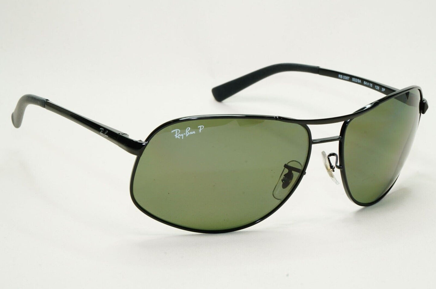 Ray-Ban Sunglasses 2013 Vintage Polarised Black Green Wrap Pilot RB 3387 64mm