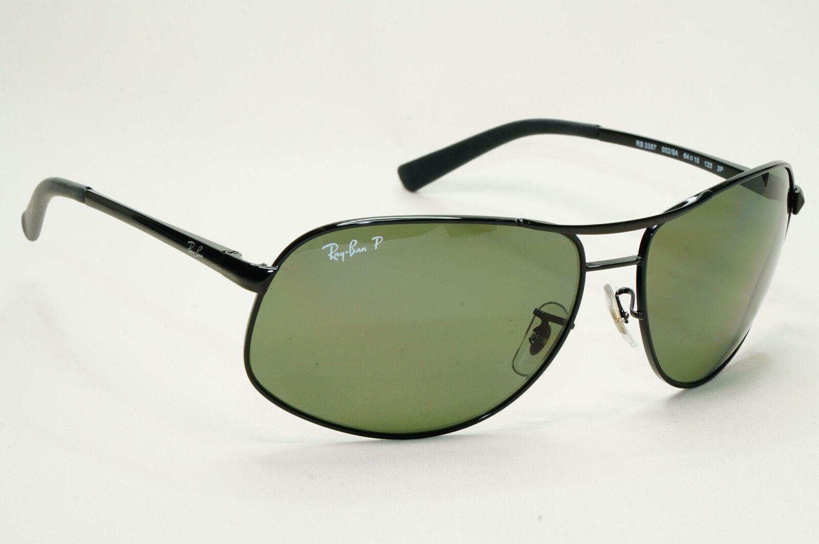 Ray-Ban Sunglasses 2013 Vintage Polarised Black Green Wrap Pilot RB 3387 64mm