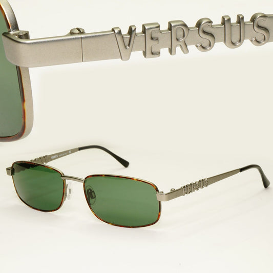 Versus 1995 Vintage Silver Green Metal Sunglasses Gianni Versace MOD R27 COL 27M