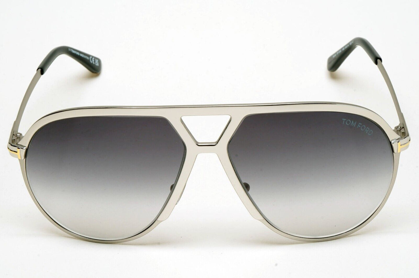 Tom Ford Sunglasses Xavier Silver Grey Gradient Large Pilot Metal TF 1060 16B