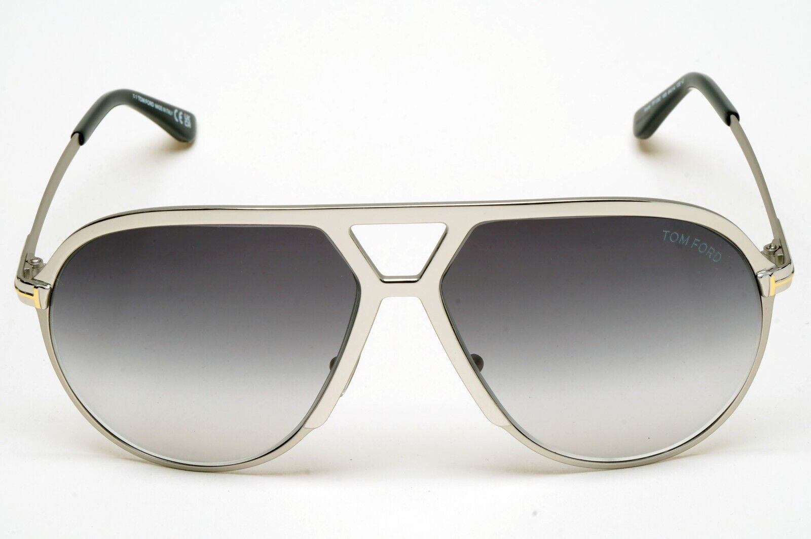 Tom Ford Sunglasses Xavier Silver Grey Gradient Large Pilot Metal TF 1060 16B
