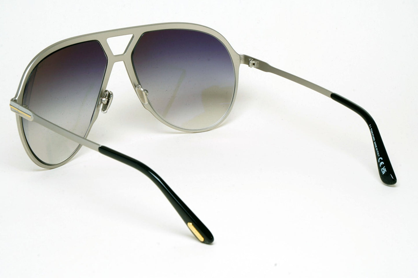 Tom Ford Sunglasses Xavier Silver Grey Gradient Large Pilot Metal TF 1060 16B A
