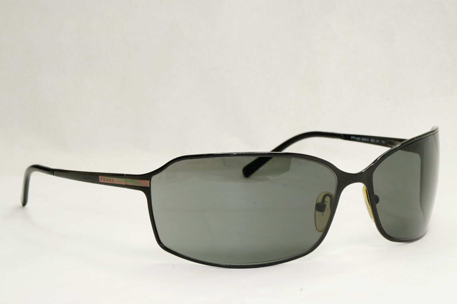 Prada Sunglasses 2006 Vintage Black Grey Wrap Metal PR58GS SPR 58G 1BO1A1 270324