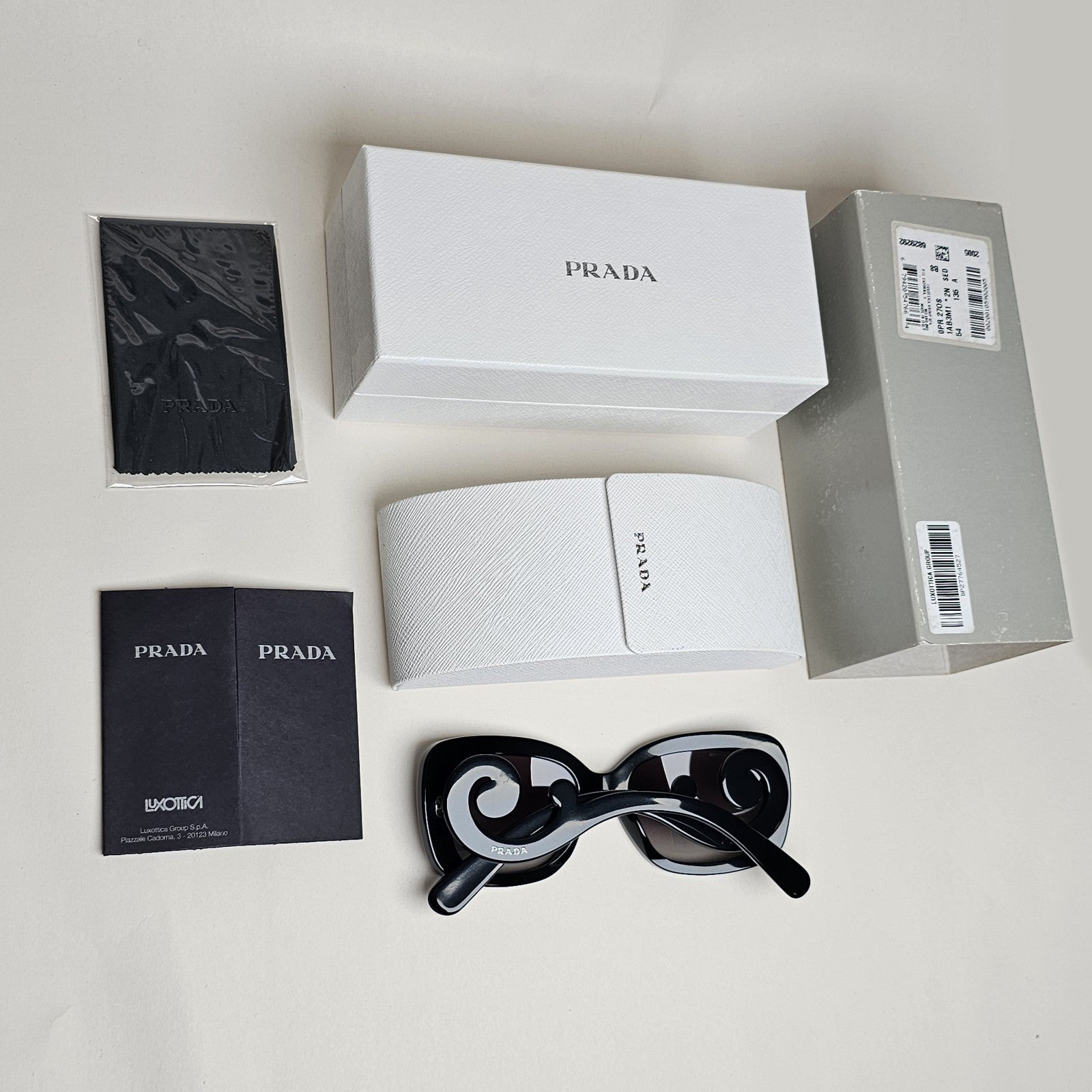 Prada Sunglasses Baroque Swirl Black Grey Square PR27OS SPR 27O 1AB-3M1