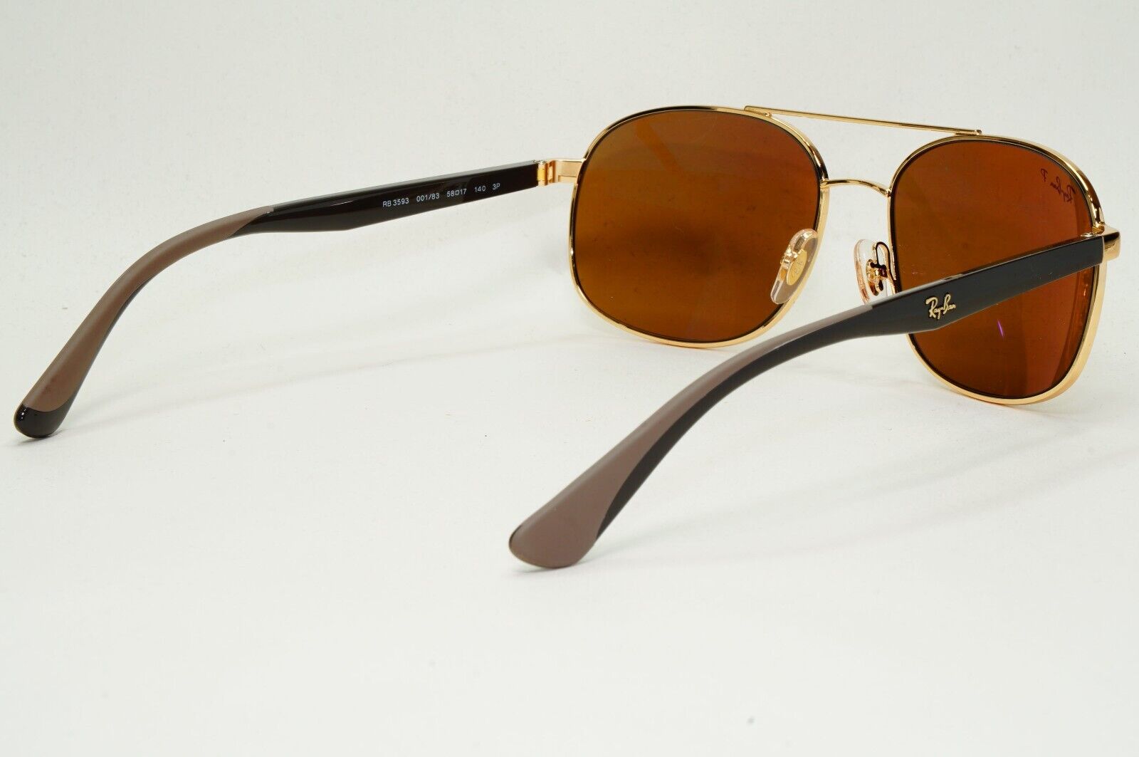 Ray-Ban Sunglasses 2018 Polarized Gold Brown Pilot Navigator RB 3593 001/83 58mm