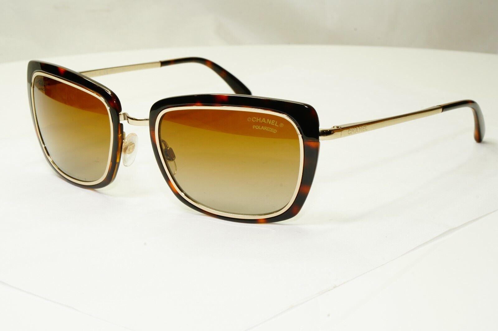 Authentic CHANEL Polarized Sunglasses Gold Brown Havana Model 5203 395/S9 27490
