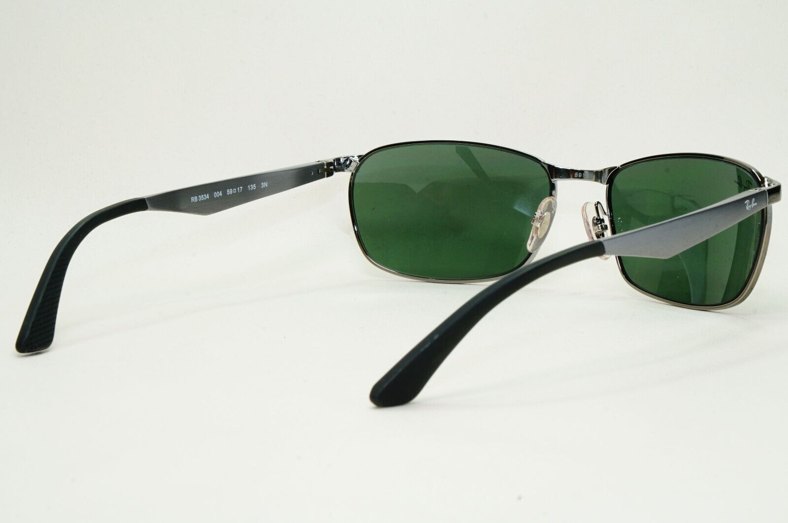 Ray-Ban Sunglasses Gunmetal Green Brushed Aluminium Metal RB 3534 004 59mm