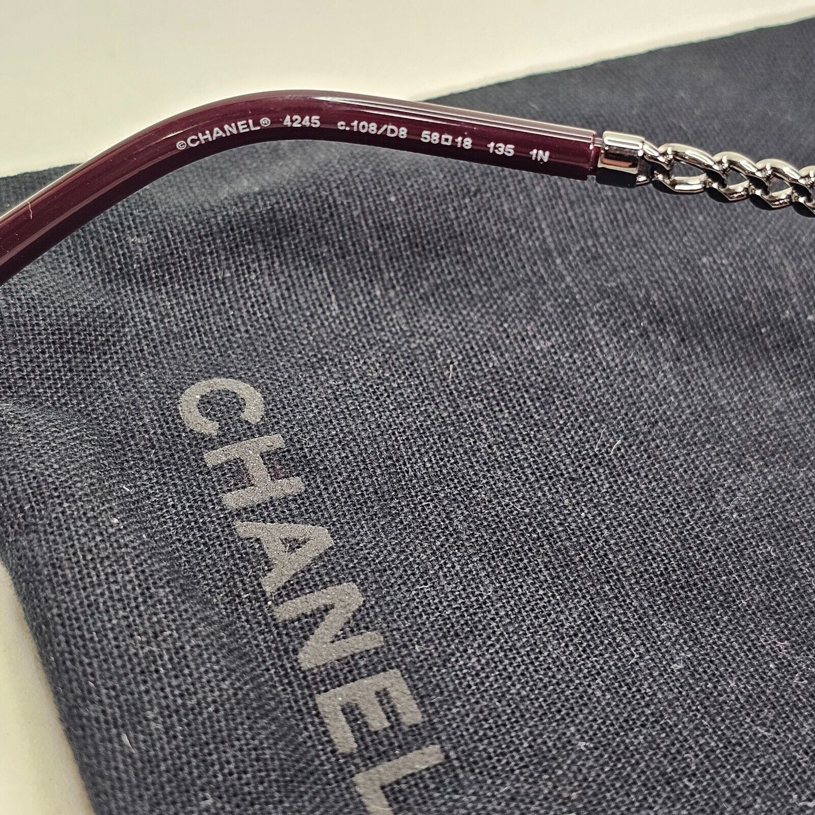 Chanel Sunglasses Chain Round Rimless Metal Grey Gunmetal Pink CH 4245 c.108/D8