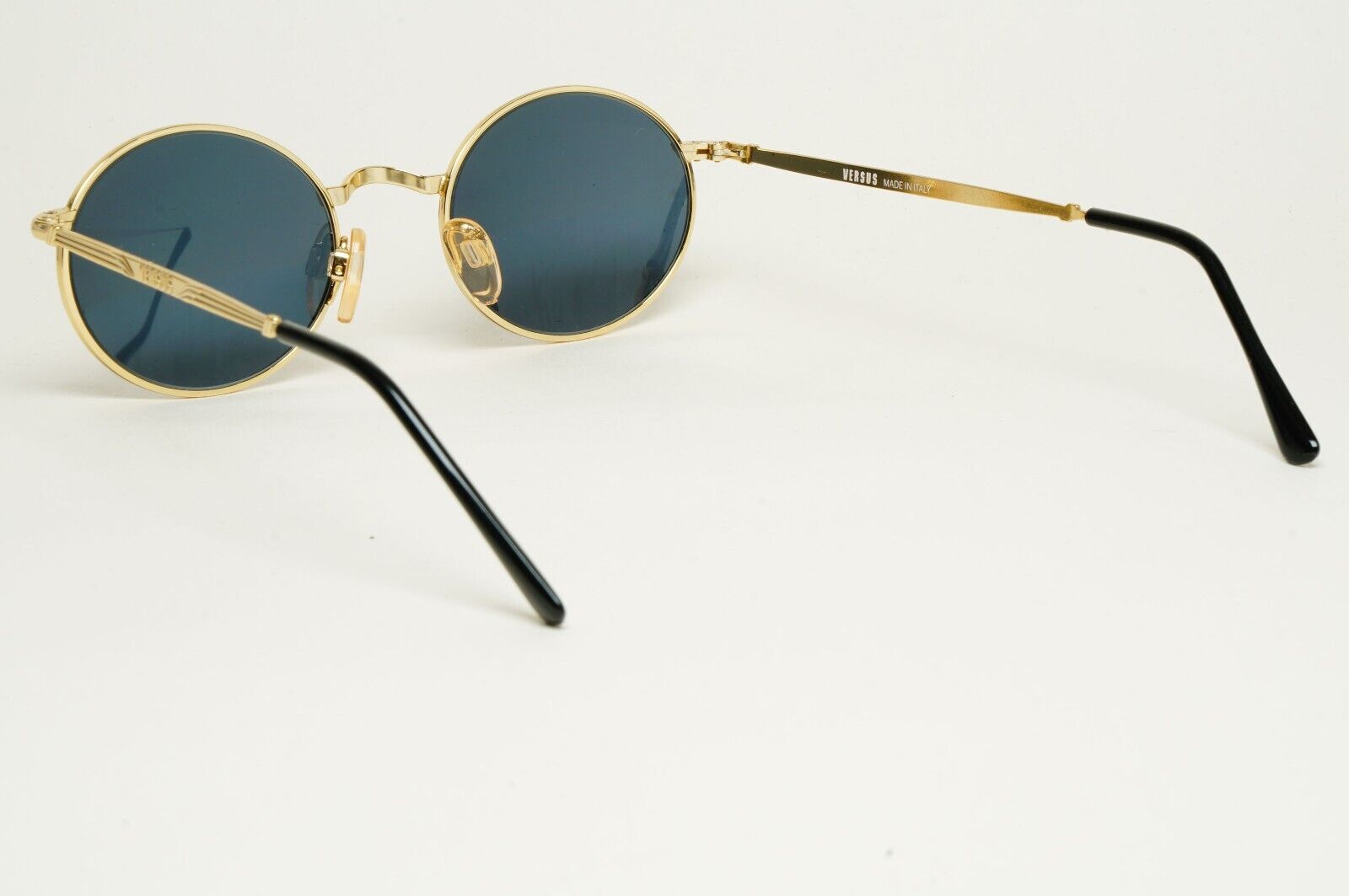 Versus Sunglasses 1996 by Gianni Versace Vintage Round Gold Grey MOD E74 COL 09M