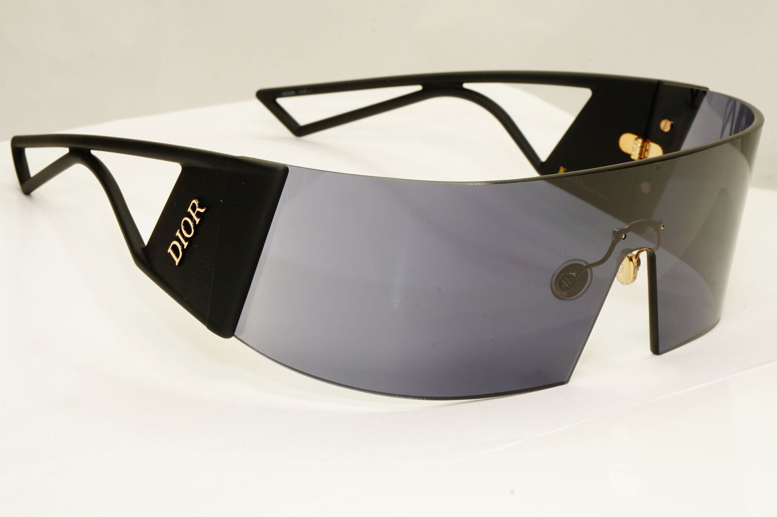 Dior Kaleidiorscopic Sunglasses Shield Visor Mask Black Grey Gold 003IR