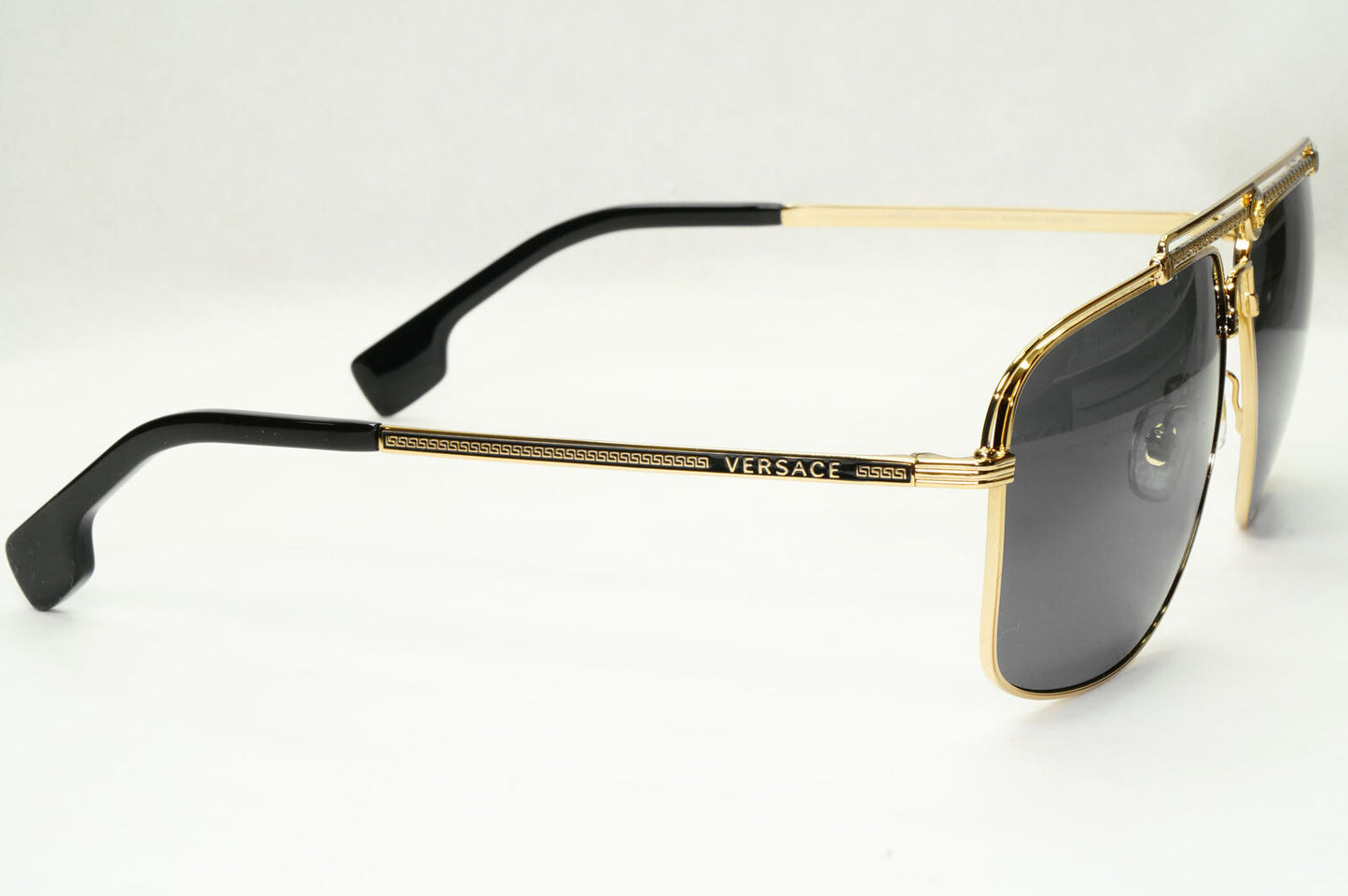 Versace Sunglasses Gold Black Medusa Square Meander MOD 2242 1002/87