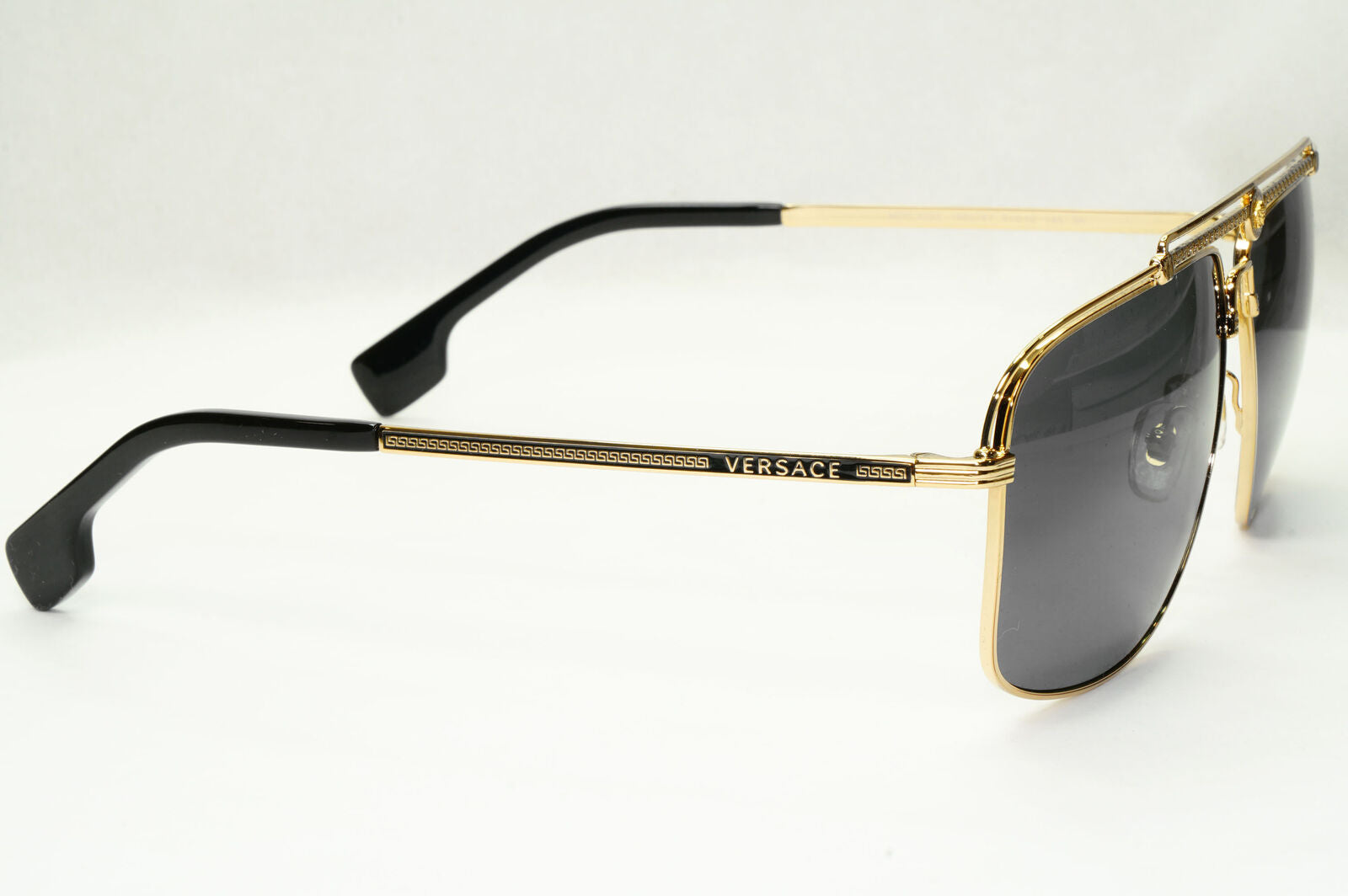 Versace Sunglasses Gold Black Medusa Square Meander MOD 2242 1002/87