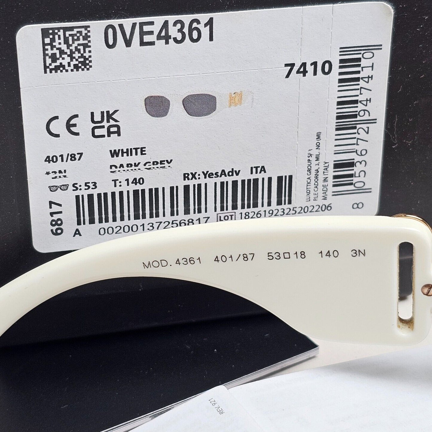 Versace Sunglasses White Black Gold Medusa Biggie MOD VE 4361 401/87 100125